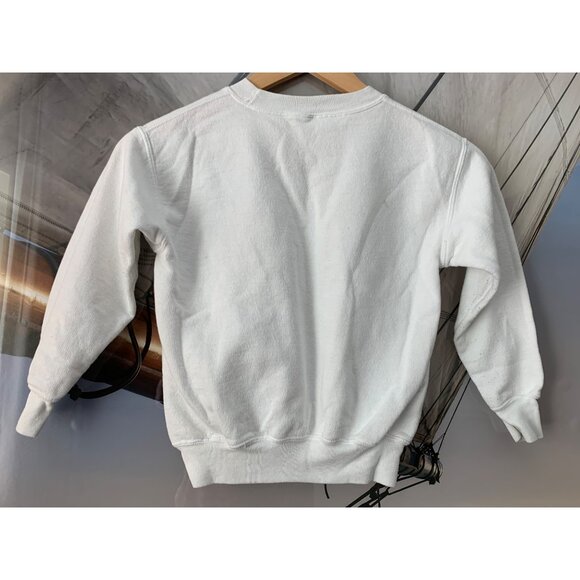 White Sweatshirt Pink Mini Heart Design Size XS Toddler Preowned - Picture 2 of 11